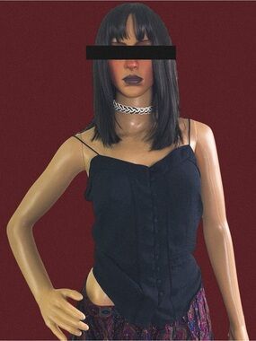 Black Button-Front Cami Top